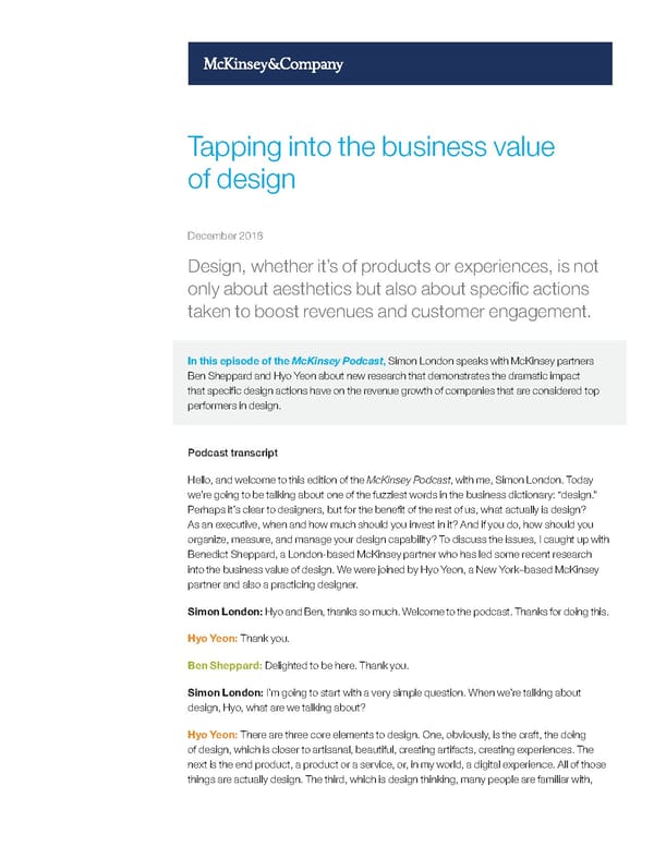 Tapping into the business value of design - Page 1