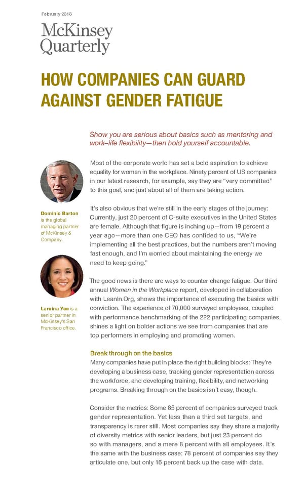 How Companies Can Guard Against Gender Fatigue - Page 1